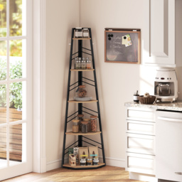 HOMCOM Corner Bookcase, 5-Tier Floor Standing Bookshelf, Shelving Unit for Living Room, Study, Bedroom, Natural Wood Finish - thumbnail 9