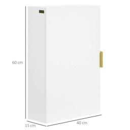 Kleankin Wall Mounted Bathroom Cabinet, Over Toilet Storage, Adjustable Shelves, for Hallway, Living Room, White - Aosom UK - thumbnail 3