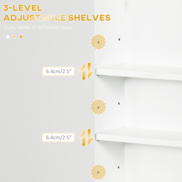 Kleankin Wall Mounted Bathroom Cabinet, Over Toilet Storage, Adjustable Shelves, for Hallway, Living Room, White - Aosom UK - thumbnail 5