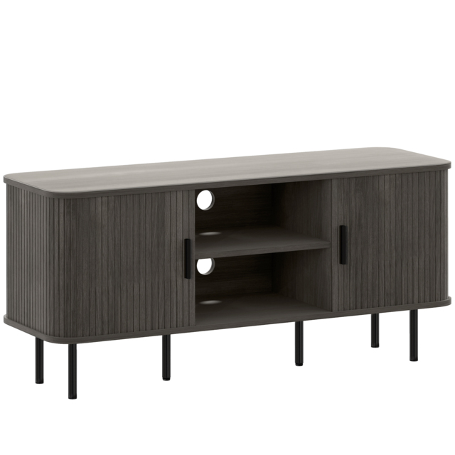 HOMCOM TV Stand Cabinet for TVs up to 55 Inches, TV Unit with Storage Shelves and Cupboard for Living Room, Grey - image 1