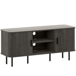 HOMCOM TV Stand Cabinet for TVs up to 55 Inches, TV Unit with Storage Shelves and Cupboard for Living Room, Grey - thumbnail 1