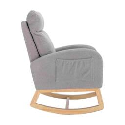 Modern Rocker with Solid Wood Legs and Padded Seat, Occasional Chairs for Nursery Room, Reading Room, Bedroom, 88x71x104.5 cm, Light Grey - Aosom.UK - thumbnail 7