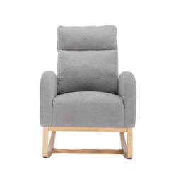 Modern Rocker with Solid Wood Legs and Padded Seat, Occasional Chairs for Nursery Room, Reading Room, Bedroom, 88x71x104.5 cm, Light Grey - Aosom.UK - thumbnail 2