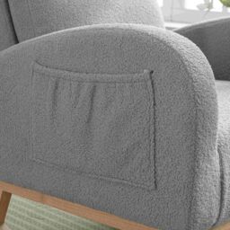 Modern Rocker with Solid Wood Legs and Padded Seat, Occasional Chairs for Nursery Room, Reading Room, Bedroom, 88x71x104.5 cm, Light Grey - Aosom.UK - thumbnail 4