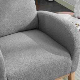 Modern Rocker with Solid Wood Legs and Padded Seat, Occasional Chairs for Nursery Room, Reading Room, Bedroom, 88x71x104.5 cm, Light Grey - Aosom.UK - thumbnail 5