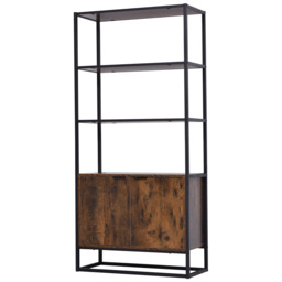 HOMCOM Storage Cabinet with 3 Open Shelves Cupboard Freestanding Tall Organizer Multifunctional Rack for Livingroom Bedroom Kitchen Rustic Brown - thumbnail 8