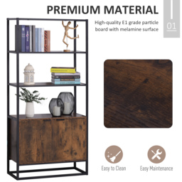HOMCOM Storage Cabinet with 3 Open Shelves Cupboard Freestanding Tall Organizer Multifunctional Rack for Livingroom Bedroom Kitchen Rustic Brown - thumbnail 4