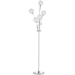 HOMCOM Crystal Floor Standing Lamp with 5-Light , Floor Lights for Living Room & Bedroom, Modern Silver Design, Silver - Aosom UK - thumbnail 1