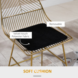 HOMCOM Set of 2 Bar Chair w/ Modern Counter Height, Wire Metal Bar Stool for Kitchen, Counter Bar Stool, Gold - Aosom UK - thumbnail 6