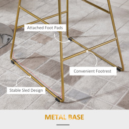 HOMCOM Set of 2 Bar Chair w/ Modern Counter Height, Wire Metal Bar Stool for Kitchen, Counter Bar Stool, Gold - Aosom UK - thumbnail 5