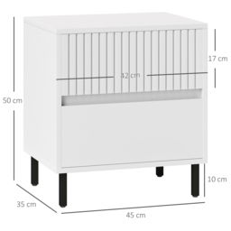 HOMCOM Simple Line Indented Two-Drawer Bedside Table Set of 2 - White - thumbnail 3