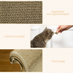 PawHut Cat Corrugated Paper Scratching Bed Pad Board Toy Pet Furniture with Catnip Brown - Aosom UK - thumbnail 5