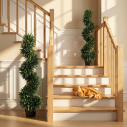 HOMCOM Set of 2 Artificial Spiral Cypress Trees, Fake Plants with 700 Leaves, UV Protection, Deep Green - thumbnail 2