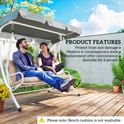 Outsunny Garden Bench Cushion, 2 Seater Swing Chair Cushion, Seat Pad with Ties for Indoor and Outdoor Use, 110 x 120 cm - thumbnail 5