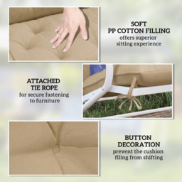 Outsunny Garden Bench Cushion, 2 Seater Swing Chair Cushion, Seat Pad with Ties for Indoor and Outdoor Use, 110 x 120 cm - thumbnail 6
