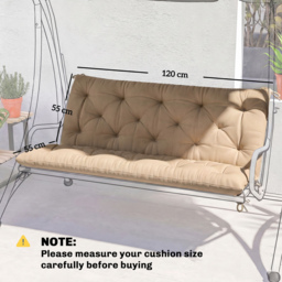 Outsunny Garden Bench Cushion, 2 Seater Swing Chair Cushion, Seat Pad with Ties for Indoor and Outdoor Use, 110 x 120 cm - thumbnail 3