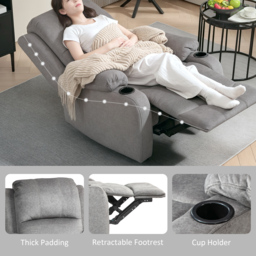 HOMCOM Microfibre Manual Reclining Armchair, with Footrest, Cat Scratch Resistant, Grey - Aosom UK - thumbnail 6
