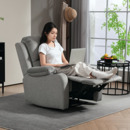 HOMCOM Microfibre Manual Reclining Armchair, with Footrest, Cat Scratch Resistant, Grey - Aosom UK - thumbnail 2