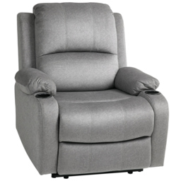 HOMCOM Microfibre Manual Reclining Armchair, with Footrest, Cat Scratch Resistant, Grey - Aosom UK