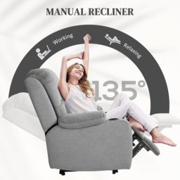 HOMCOM Microfibre Manual Reclining Armchair, with Footrest, Cat Scratch Resistant, Grey - Aosom UK - thumbnail 4