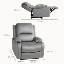 HOMCOM Microfibre Manual Reclining Armchair, with Footrest, Cat Scratch Resistant, Grey - Aosom UK - thumbnail 3