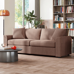 HOMCOM Modern 3 Seater Sofa with Spring Cushion, 212 cm Fabric Jumbo Cord Sofa Couch with 2 Scatter Cushions, Upholstered Corduroy Settee for Living Room, Bedroom, Home Office, Coffee - thumbnail 8
