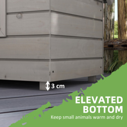 PawHut Wooden Cat House Outdoor, Elevated Cat Shelter Kennel, Pet Play House with Openable Top, Asphalt Roof, Window, Grey - Aosom UK - thumbnail 4