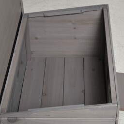 PawHut Wooden Cat House Outdoor, Elevated Cat Shelter Kennel, Pet Play House with Openable Top, Asphalt Roof, Window, Grey - Aosom UK - thumbnail 9