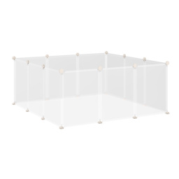 PawHut Pet Playpen DIY Small Guinea Pigs Hutches Open Enclosure Portable Plastic Fence 12 Panels for Kitten Bunny Chinchilla White - Aosom UK - thumbnail 9