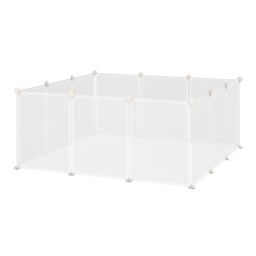 PawHut Pet Playpen DIY Small Guinea Pigs Hutches Open Enclosure Portable Plastic Fence 12 Panels for Kitten Bunny Chinchilla White - Aosom UK - thumbnail 2