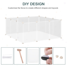 PawHut Pet Playpen DIY Small Guinea Pigs Hutches Open Enclosure Portable Plastic Fence 12 Panels for Kitten Bunny Chinchilla White - Aosom UK - thumbnail 4