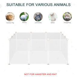 PawHut Pet Playpen DIY Small Guinea Pigs Hutches Open Enclosure Portable Plastic Fence 12 Panels for Kitten Bunny Chinchilla White - Aosom UK - thumbnail 5