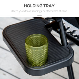 Outsunny Zero Gravity Garden Loungers, Folding Reclining Patio Chair with Shade Cover, Cup Holder and Headrest for Poolside, Camping, Grey - Aosom UK - thumbnail 5