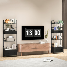 HOMCOM Industrial Bookcase, 6-Tier Tall Bookshelf with 3 Fabric Drawers - Grey - thumbnail 8