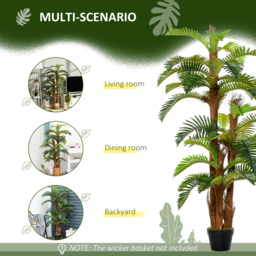 Outsunny Set of 2 Artificial Plant Tropical Palm in Pot, Fake Plants for Home Indoor Outdoor Decor, 150cm, Green - Aosom UK - thumbnail 4