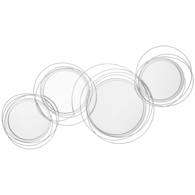 HOMCOM Metallic Artistry: Modern Silver Mirror Wall Sculptures, Decorative Hangings for Living, Dining & Bedrooms - Aosom UK - image 1