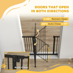 PawHut Metal 74-94cm Adjustable Pet Gate Safety Barrier w/ Auto-Close Door Black - Aosom UK - thumbnail 5