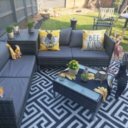 Outsunny 4pc All Weather Outdoor Sofa Set, Rattan Wicker Patio Corner Sofa with Cushions and Side Storage, Mixed Grey - Aosom UK - thumbnail 9