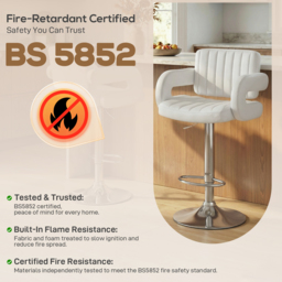 HOMCOM Bar Stools Adjustable Swivel Kitchen Chairs with Backrest Armrest Set of 2 PU Leather White - thumbnail 9