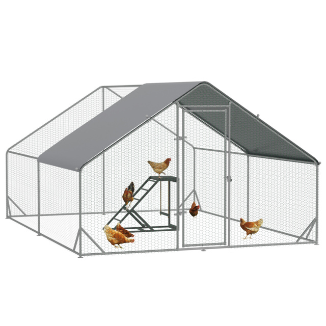 PawHut Chicken Run 3 x 4 x 2m with Activity Shelf and Cover, Walk In, Durable Design for Outdoor Use - Aosom UK - image 1