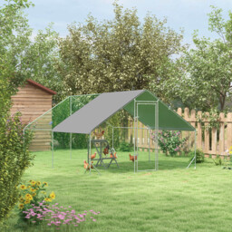 PawHut Chicken Run 3 x 4 x 2m with Activity Shelf and Cover, Walk In, Durable Design for Outdoor Use - Aosom UK - thumbnail 2