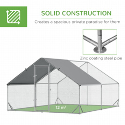 PawHut Chicken Run 3 x 4 x 2m with Activity Shelf and Cover, Walk In, Durable Design for Outdoor Use - Aosom UK - thumbnail 4