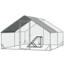PawHut Chicken Run 3 x 4 x 2m with Activity Shelf and Cover, Walk In, Durable Design for Outdoor Use - Aosom UK
