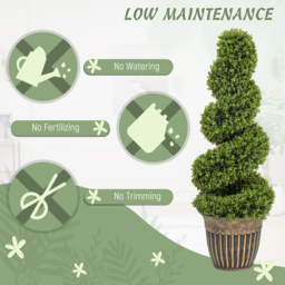 HOMCOM Set of 2 Artificial Plants, Topiary Spiral Boxwood Trees with Pot, for Home Indoor Outdoor Decor, 90cm - thumbnail 5