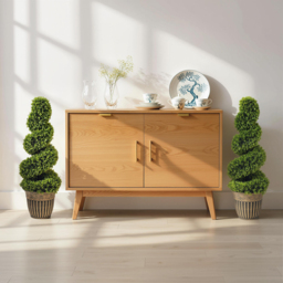 HOMCOM Set of 2 Artificial Plants, Topiary Spiral Boxwood Trees with Pot, for Home Indoor Outdoor Decor, 90cm - thumbnail 8