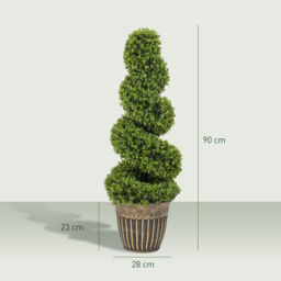 HOMCOM Set of 2 Artificial Plants, Topiary Spiral Boxwood Trees with Pot, for Home Indoor Outdoor Decor, 90cm - thumbnail 3