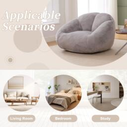 Shell-Shaped Sofa with High-Rebound Foam and Ergonomic Lumbar Support, Giant Sofa with Faux Fur, 100L x 90W x 57H cm, Light Gray - Aosom UK - thumbnail 6