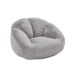 Shell-Shaped Sofa with High-Rebound Foam and Ergonomic Lumbar Support, Giant Sofa with Faux Fur, 100L x 90W x 57H cm, Light Gray - Aosom UK - thumbnail 2