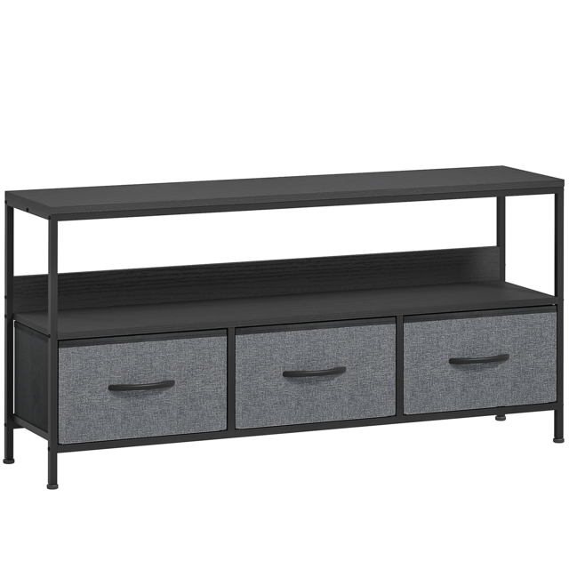 HOMCOM TV Stand Cabinet with 3 Foldable Drawers - Black - image 1