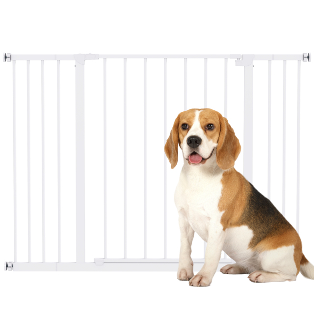 PawHut Pressure Fitted Pet Dog Safety Gate Metal Fence Extending 72-107cm Wide - Aosom UK - image 1